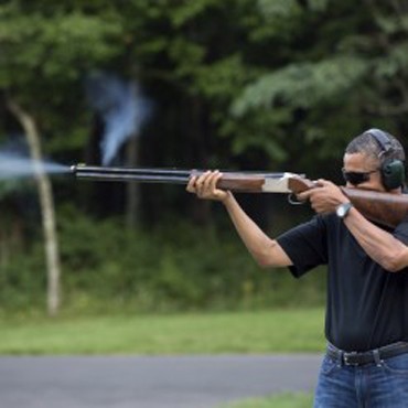 Obama Shoots Skeet at Camp David