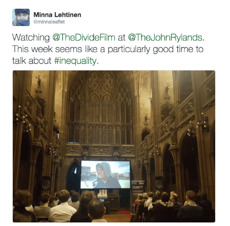 @minnaleaflet post about The Divide documentary film screening