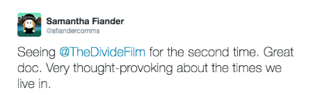 @sflandercomms post about The Divide documentary film