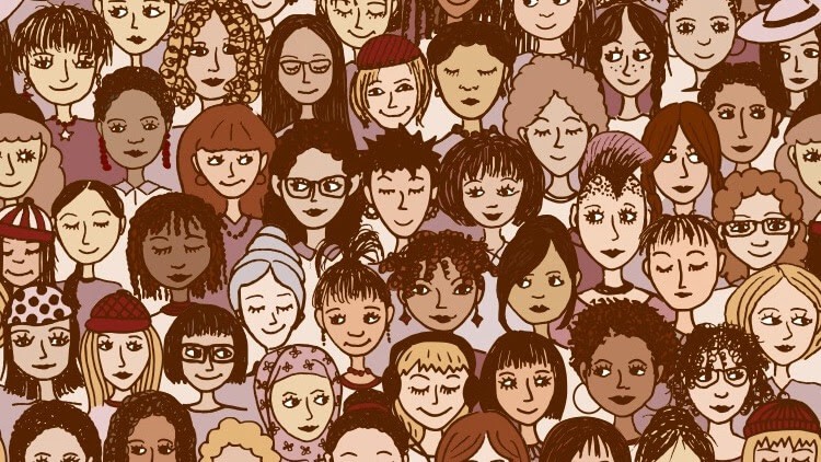 Illustration of diverse women smiling